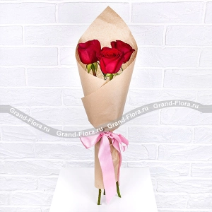 Дышу тобой - букет из трех красных роз